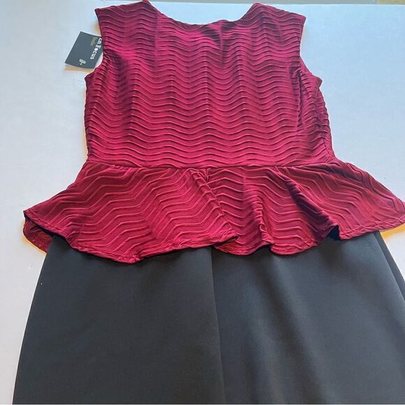 Enfocus Studio Petite Peplum Dress Sleeveless Burgundy/Black Size 6P - Picture 7 of 7